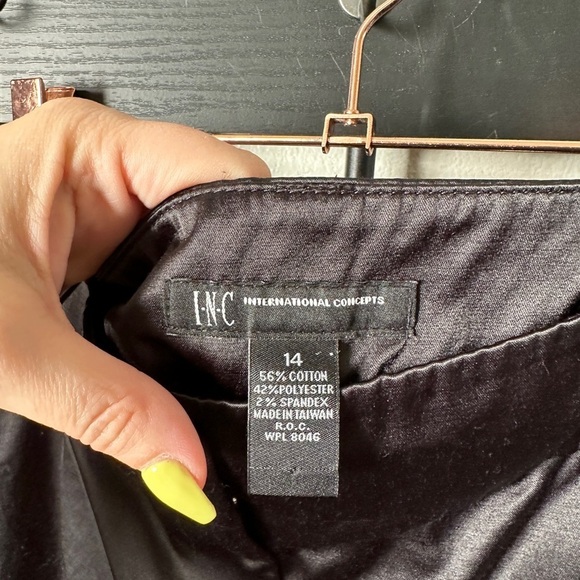 INC silky black vintage y2k flare party mid rise pants trousers 90s - Picture 3 of 4